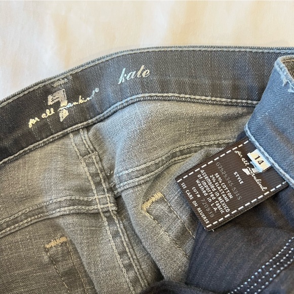 7 For All Mankind Kate Grey Rainbow Stitching Slim Denim Jeans Size 14 - Picture 10 of 16